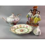 A 19TH CENTURY STAFFORDSHIRE MARRIAGE GROUP AND OTHER CERAMICS
