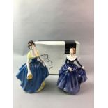 A ROYAL DOULTON FIGURE OF 'FRAGRANCE' AND THREE OTHER ROYAL DOULTON FIGURES