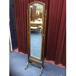 A MAHOGANY CHEVAL MIRROR