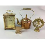 A BRASS AND A COPPER KETTLE AND OTHER COLLECTABLES