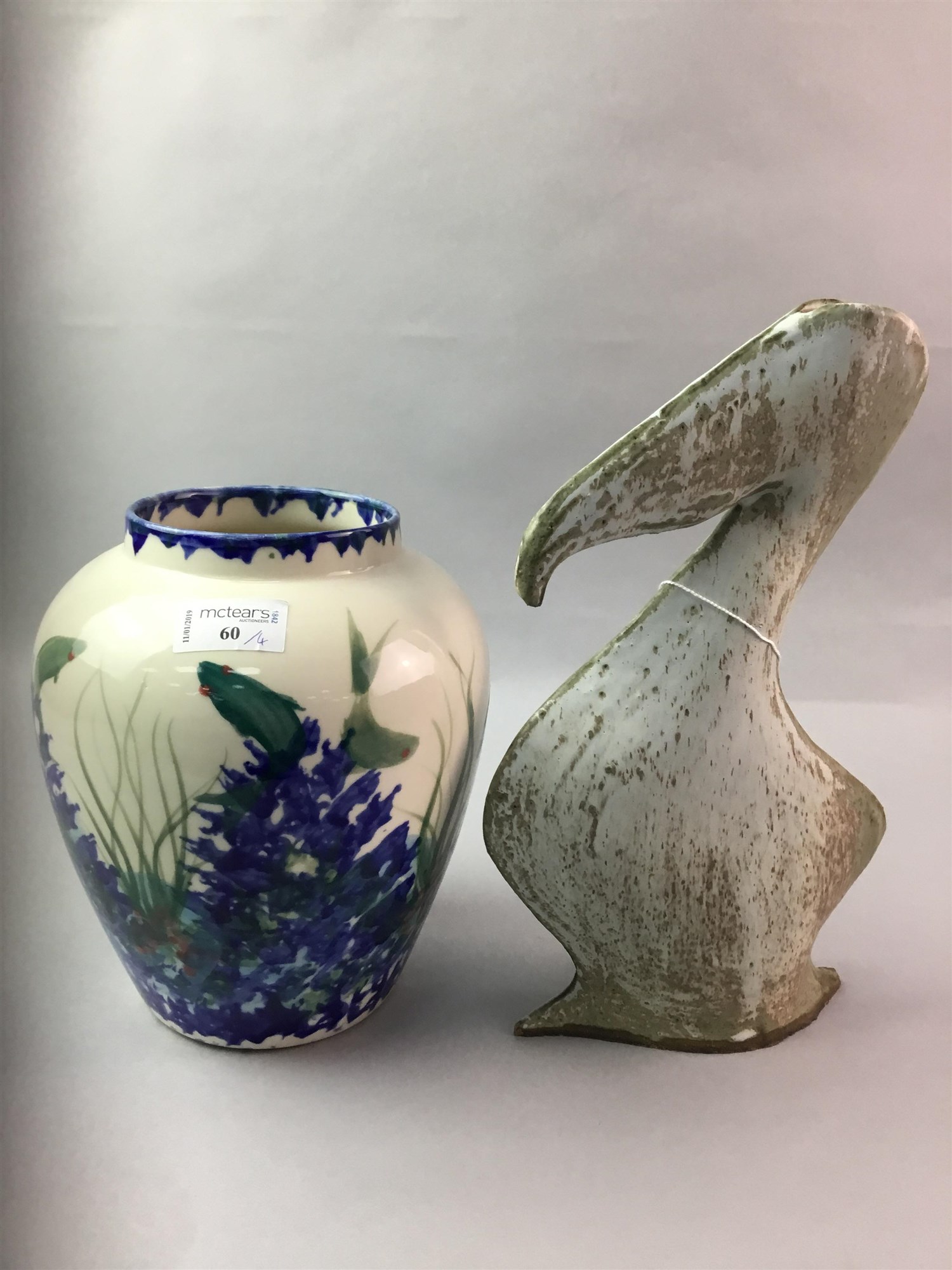 A DIANA M FERRARI POTTERY VASE AND THREE OTHER VASES