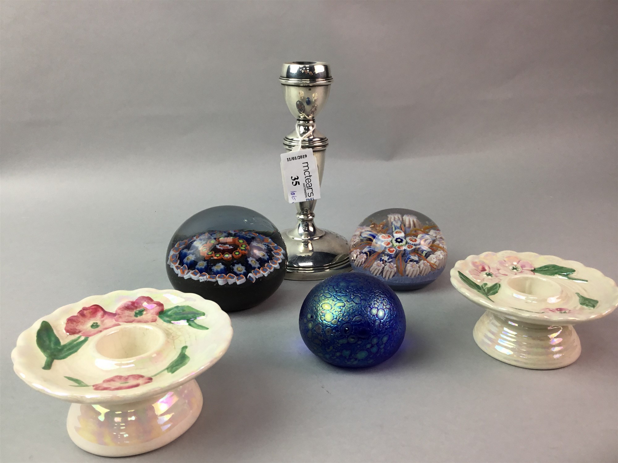 A COLLECTION OF CERAMICS, PAPERWEIGHTS AND CANDLESTICKS - Image 2 of 2