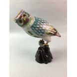 A 20TH CENTURY CHINESE CLOISONNE ENAMEL OWL