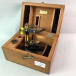 A MICROSCOPE IN BOX BY E. LEITZ WETZLAR AND OTHER VINTAGE CAMERAS