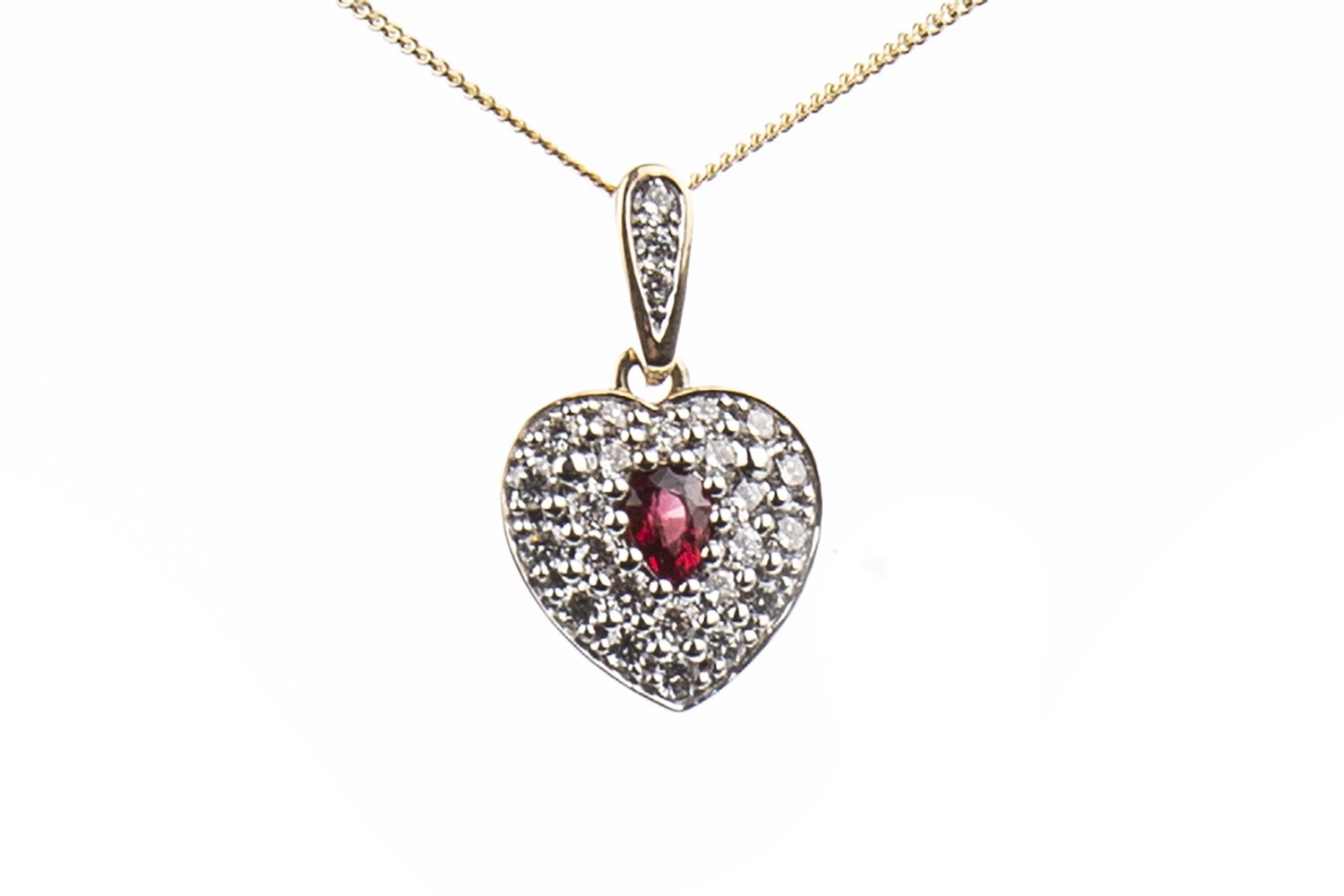 A RUBY AND DIAMOND HEART PENDANT - Image 2 of 2