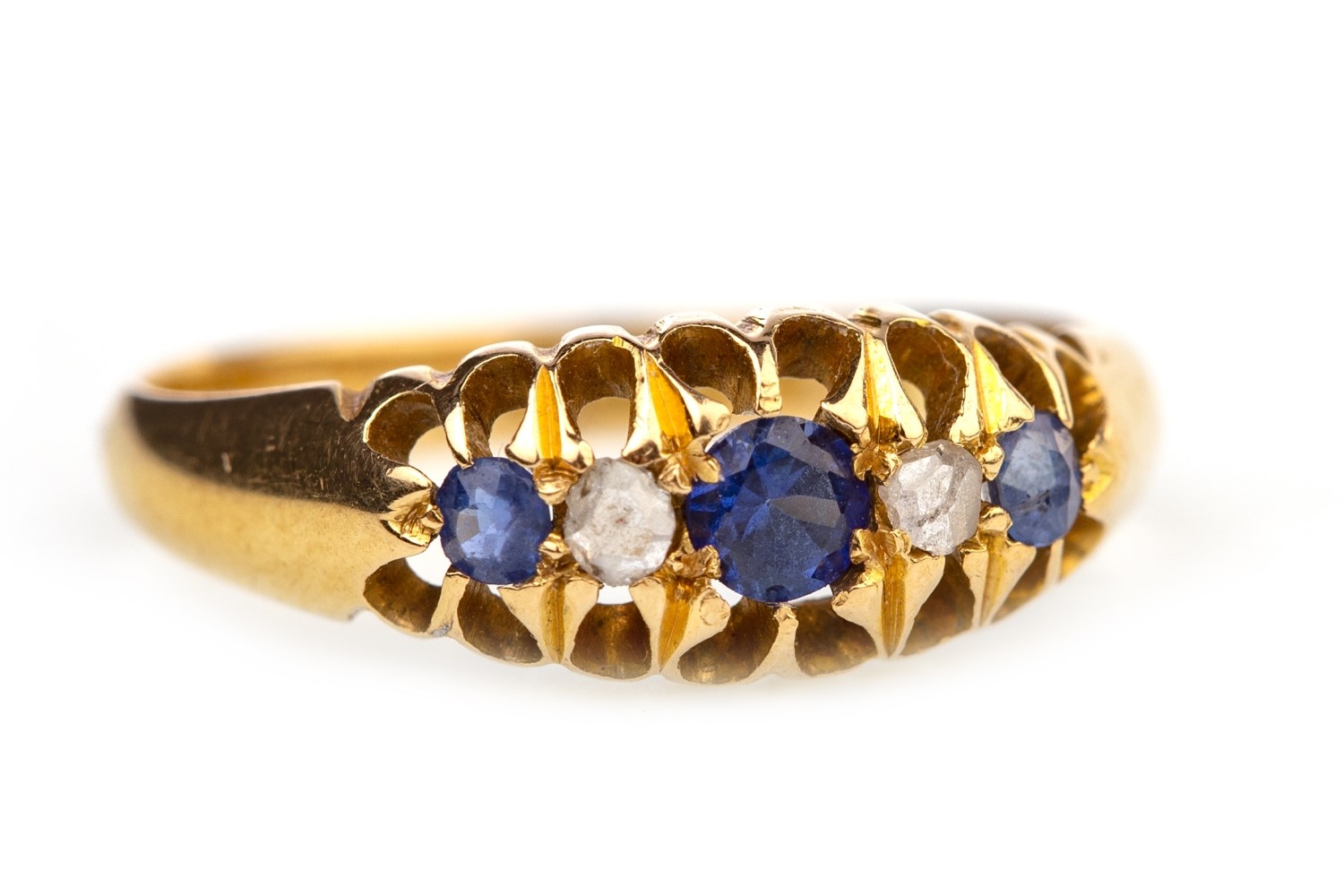 A VICTORIAN BLUE GEM AND DIAMOND RING