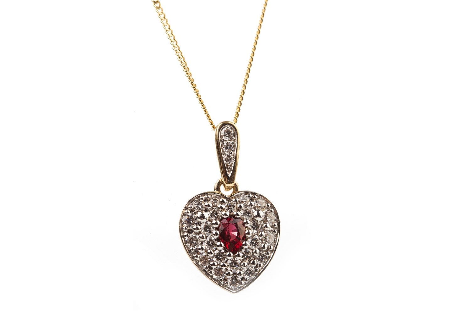 A RUBY AND DIAMOND HEART PENDANT