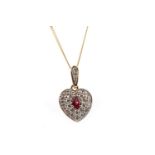 A RUBY AND DIAMOND HEART PENDANT