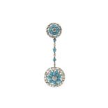 AN IMPRESSIVE ART DECO DIAMOND AND TURQUOISE BROOCH