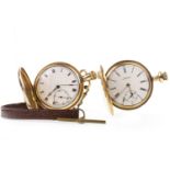 TWO GOLD PLATED POCKET WATCHES