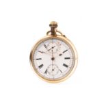 A GOLD PLATED DOUBLED SIDED OPEN FACE POCKET WATCH