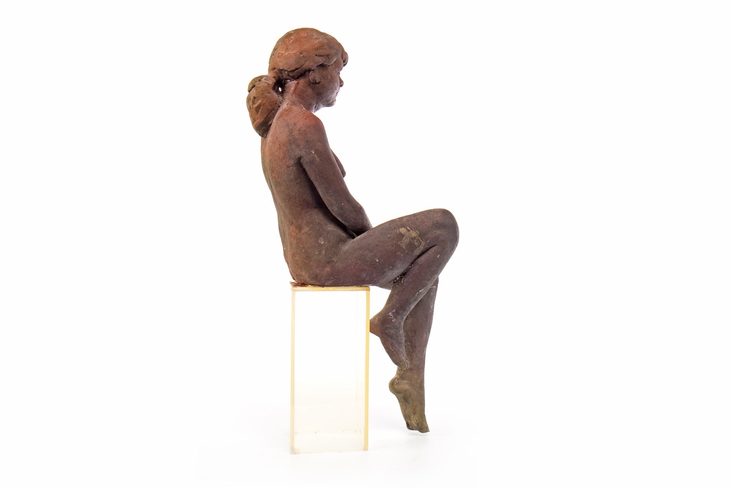 A CLAY SCULPTURE OF A NUDE SEATED GIRL, BY WALTER AWLSON - Image 4 of 4