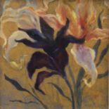 LILLIES ON GOLD, A MIXED MEDIA BY LAURA HUNTER