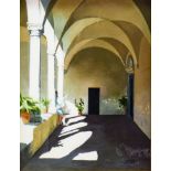 SAN GIMIGNANO CLOISTER II, AN OIL BY LESLEY BANKS