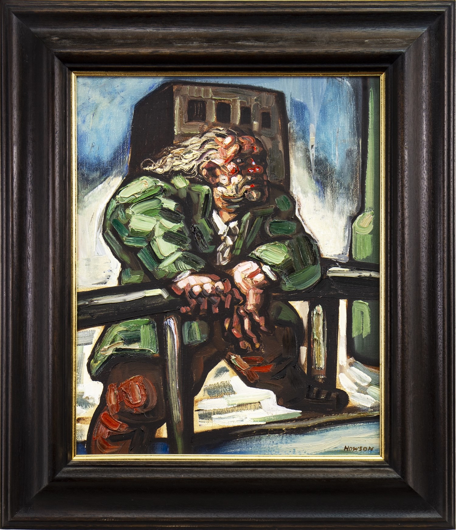 HEROIC DOSSER, AN OIL BY PETER HOWSON