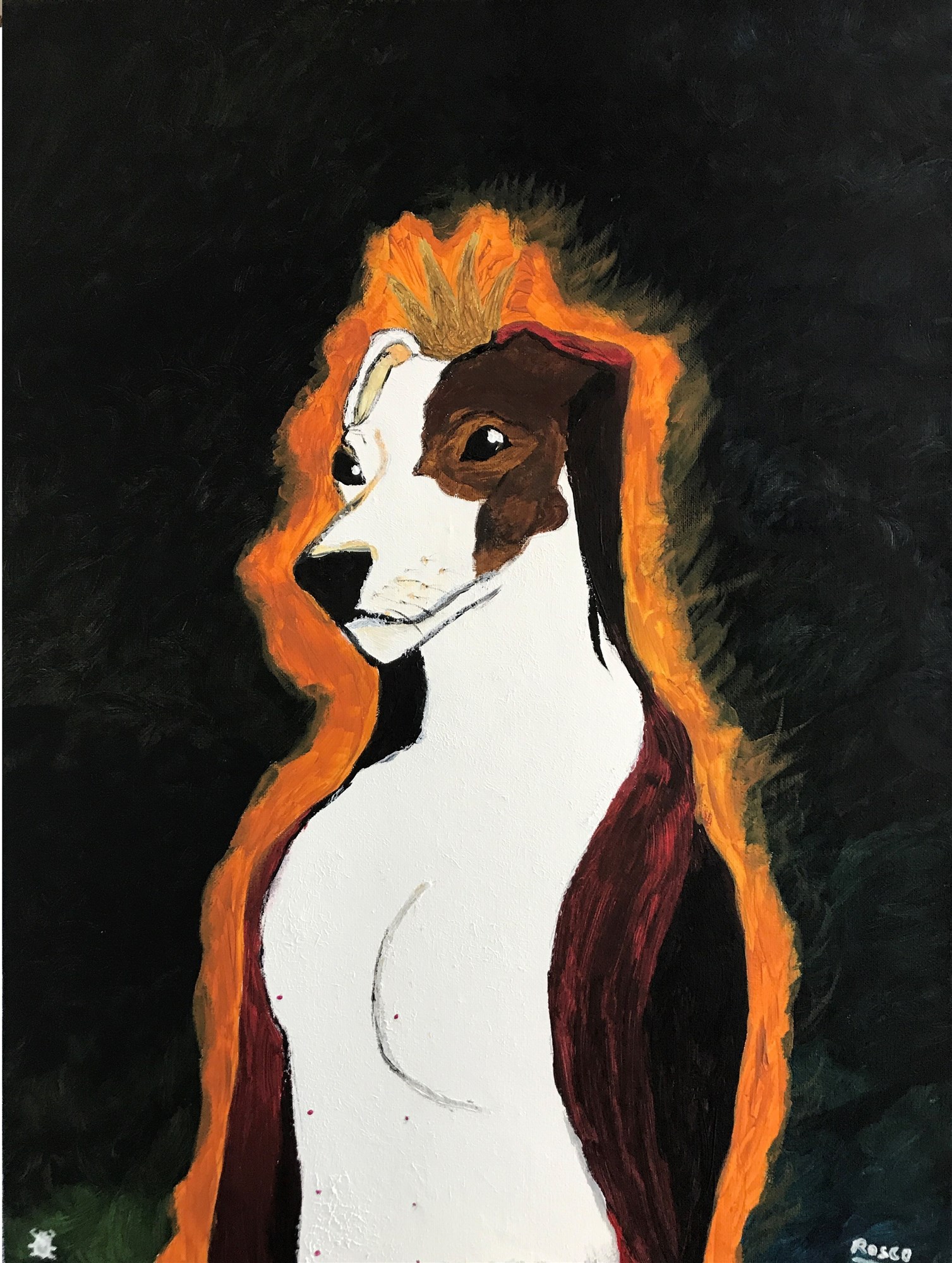 KATIE THE DOG, AN ACRYLIC BY ROSCO MCCLELLAND