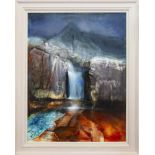 WATERFALL, GLEN BRITTAL FAIRY POOLS, AN OIL BY BETH ROBERTSON FIDDES