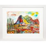 MOUNTAINOUS LANDSCAPE, A WATERCOLOUR BY JOHN BELLANY