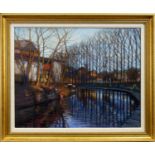 WINTER REFLECTIONS, BINGLEY, A PASTEL BY JOHN MACKIE