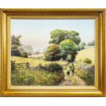 ONE MAN AND HIS DOG, AN OIL BY WILLIAM R (BILL) MAKINSON