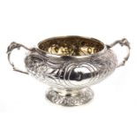 A GEORGIAN SILVER TWIN HANDLED SUGAR BOWL