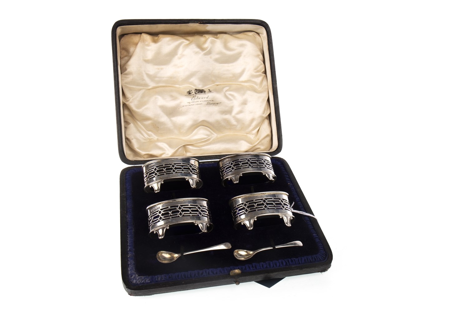 A SET OF FOUR EDWARDIAN SILVER SALT CELLARS