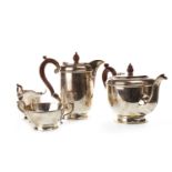 AN ART DECO SILVER FOUR PIECE TEA SERVICE