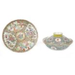 A CHINESE BOWL AND A FAMILLE ROSE PLATE