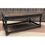 A VICTORIAN CARVED OAK HALL TABLE OF 17TH CENTURY DESIGN