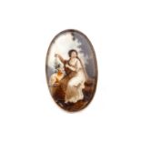 A 19TH CENTURY HAND PAINTED BROOCH