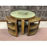 A NEST OF ART DECO BURR AND FIGURED WALNUT TABLES