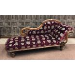 A MAHOGANY SCROLL END CHAISE LONGUE