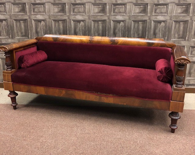 A VICTORIAN MAHOGANY THREE SEAT SOFA