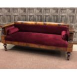 A VICTORIAN MAHOGANY THREE SEAT SOFA