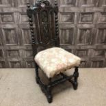 A LOT OF SEVEN VICTORIAN OAK DINING CHAIRS