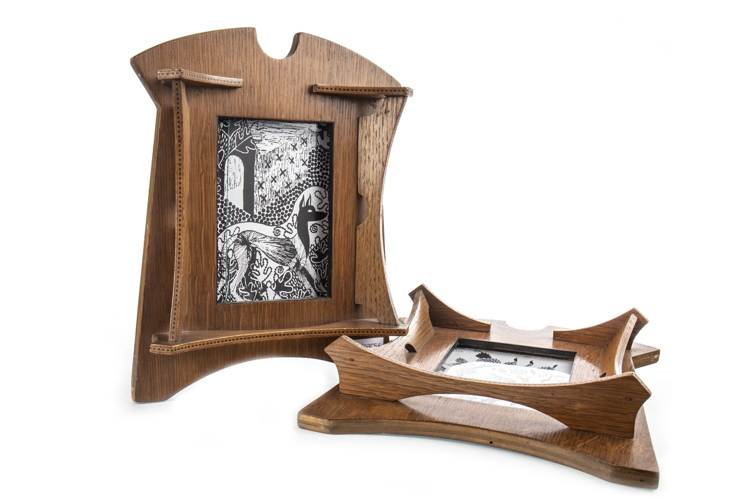 A PAIR OF ARTS AND CRAFTS OAK PICTURE FRAMES