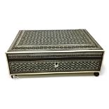 AN EARLY 20TH CENTURY INDIAN INLAID OBLONG JEWEL BOX AND A GLOVE BOX