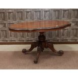 A VICTORIAN WALNUT OVAL BREAKFAST TABLE