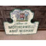 A CAST AND PAINTED METAL BURGH OF MOTHERWELL AND WISHAW STREET SIGN