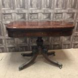 A GEORGE IV MAHOGANY CROSSBANDED TURN-OVER TEA TABLE