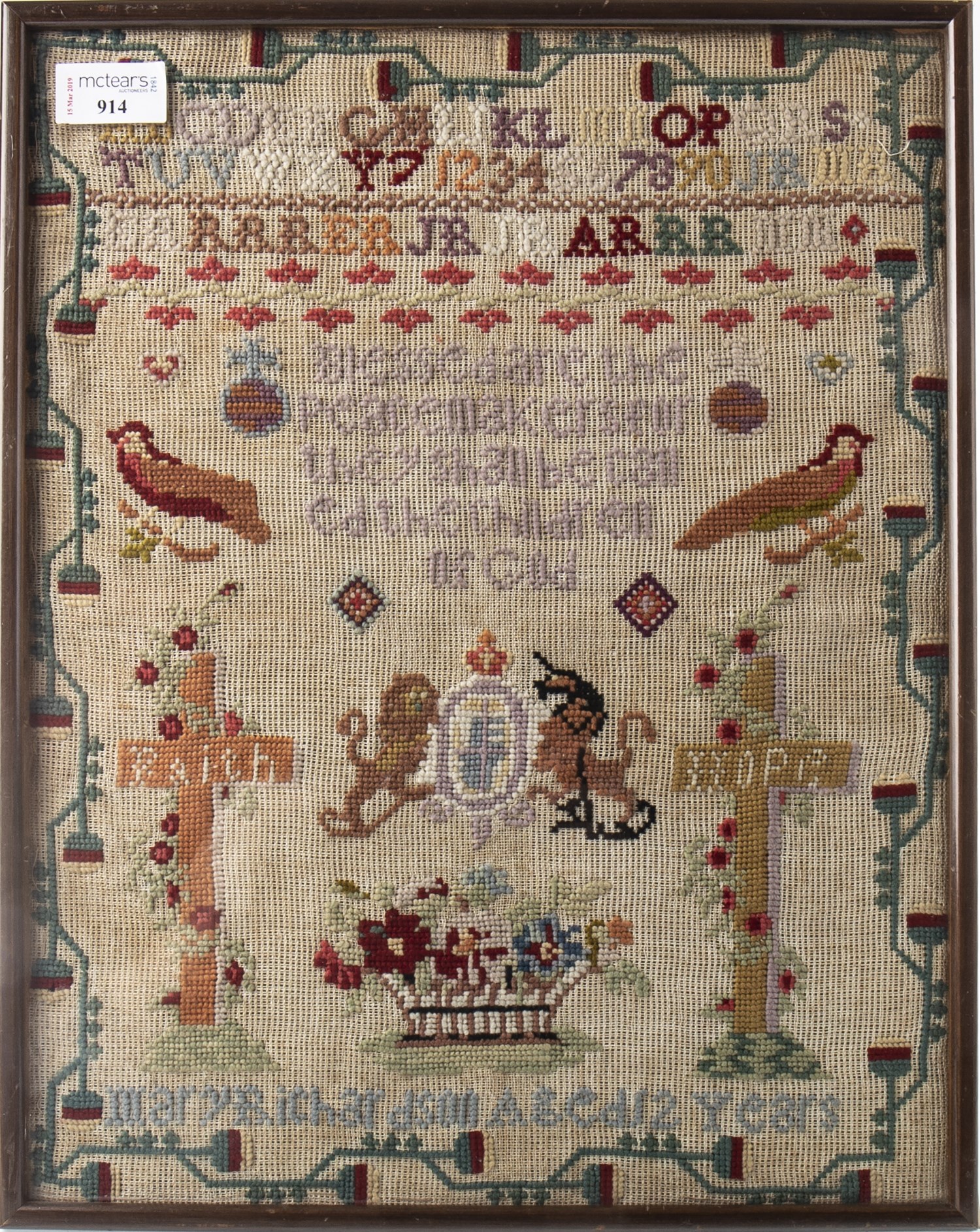 AN EARLY 19TH CENTURY PICTORIAL SAMPLER