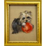 LITTLE MISS WITH HER BALL, AN ORGINAL MIXED MEDIA BY POLLYANNA PICKERING