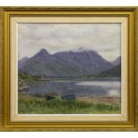 SCOTTISH LOCH SCENE, AN OIL BY DUNCAN MACGREGOR WHYTE