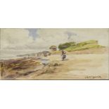 KIPPFORD BY DALBEATTIE; and FIGURES ON A BEACH, A PAIR OF WATERCOLOURS BY JAMES N MCLAURIN