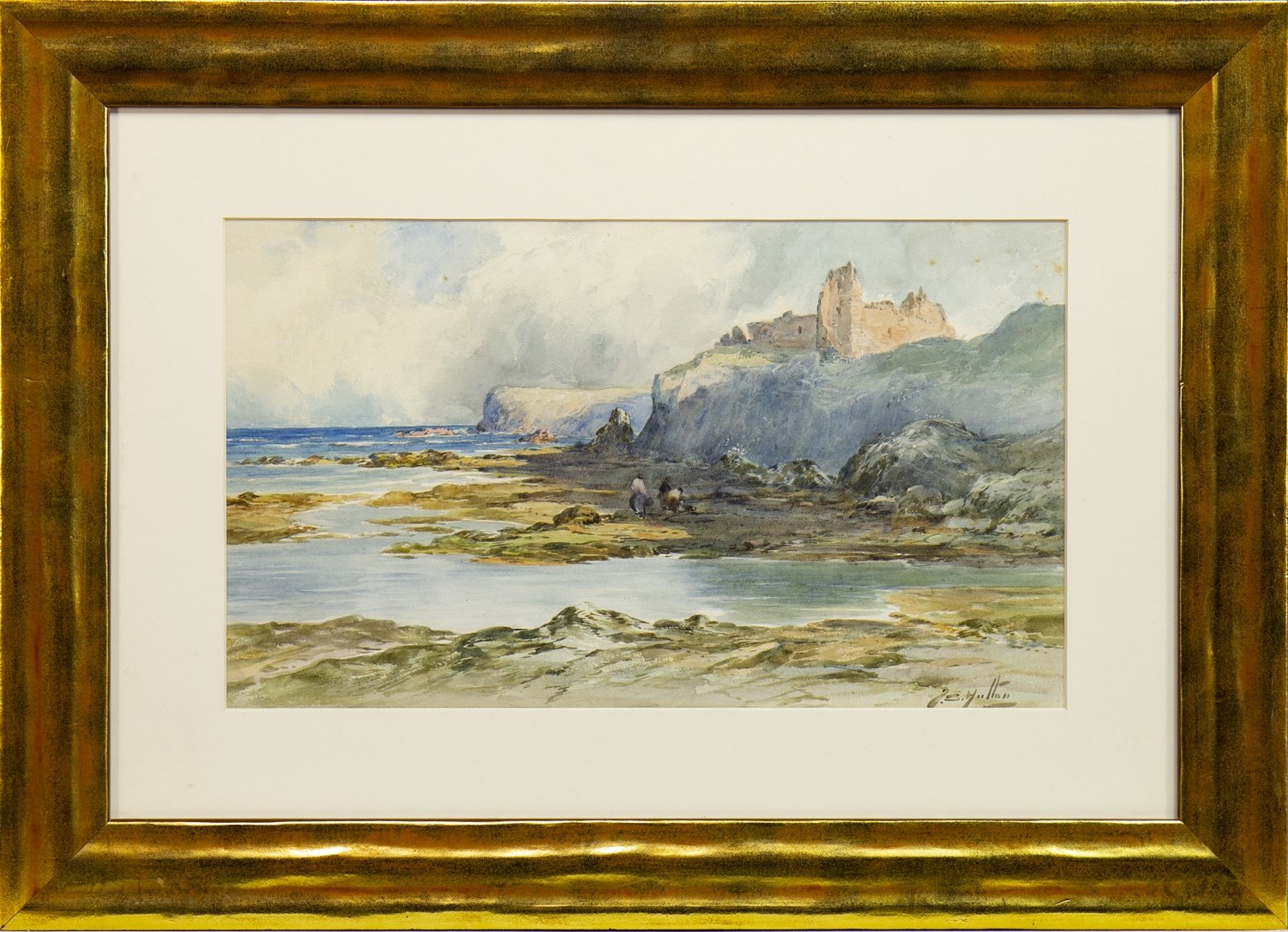 DUNNURE CASTLE, AYRSHIRE, A WATERCOLOUR BY THOMAS SWIFT HUTTON