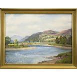 ON THE SPEY, NEAR CRAIGELLACHIE, AN OIL BY GEORGE MELVIN RENNIE