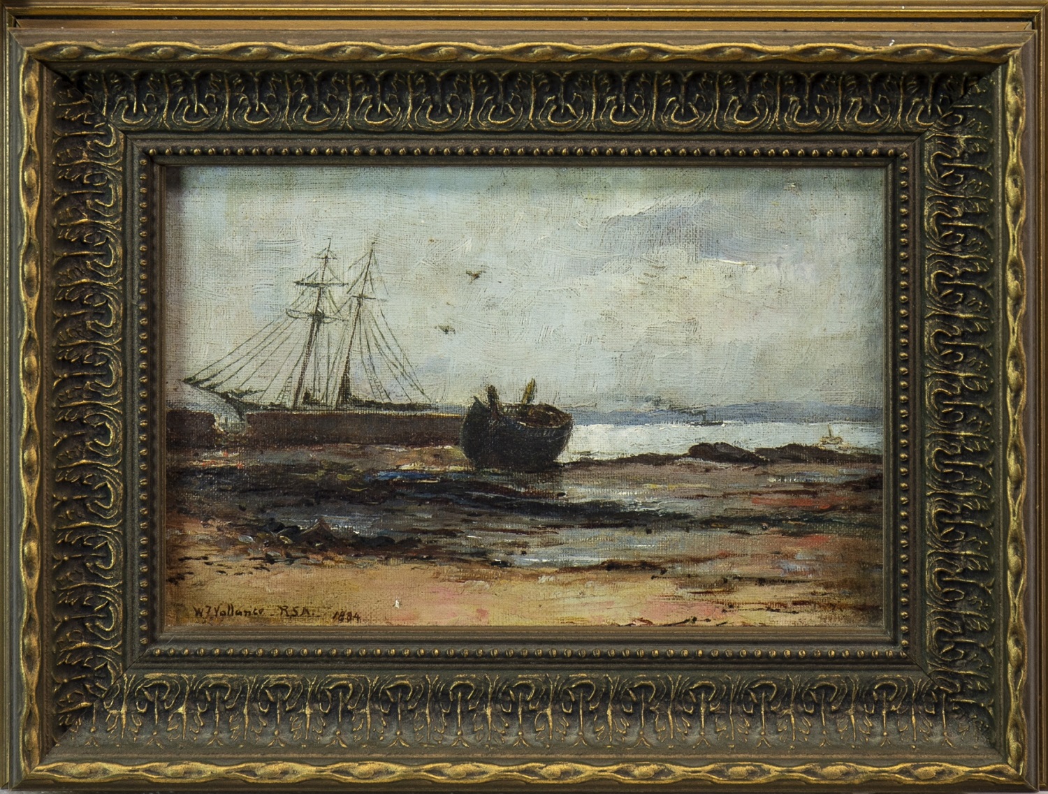 BEACHED BOAT, AN OIL BY WILLIAM FLEMING VALLANCE