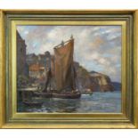 HARBOUR SCENE, AN OIL BY JAMES WHITELAW HAMILTON