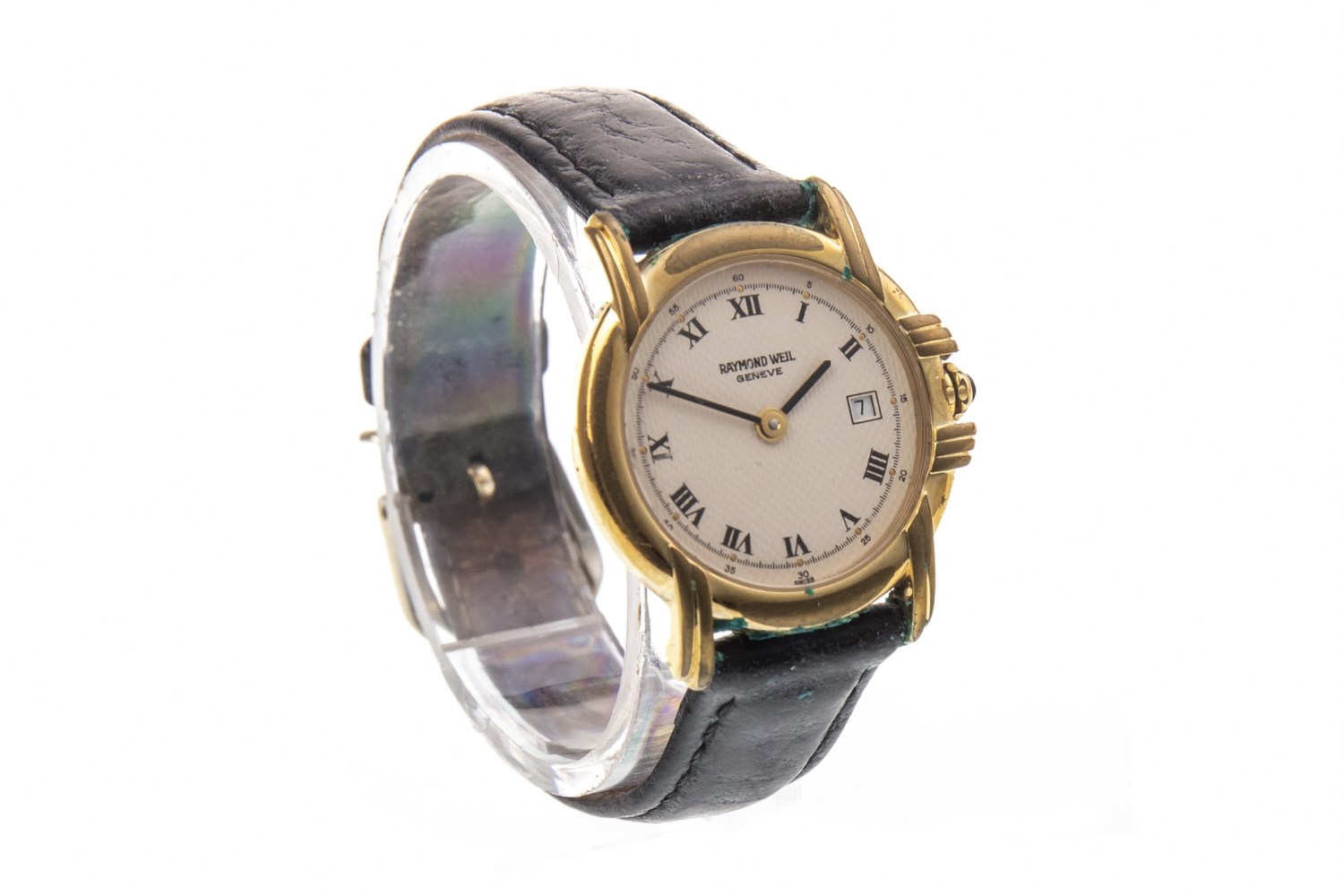 A LADY'S RAYMOND WEIL GENEVE GOLD PLATED QUARTZ WRIST WATCH