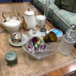 A ROYAL SCOT CRYSTAL BOWL, GLASS JARS AND CERAMIC ITEMS